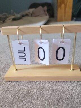 Free People Wooden Flip Desk Calendar in Natural Wood and White
